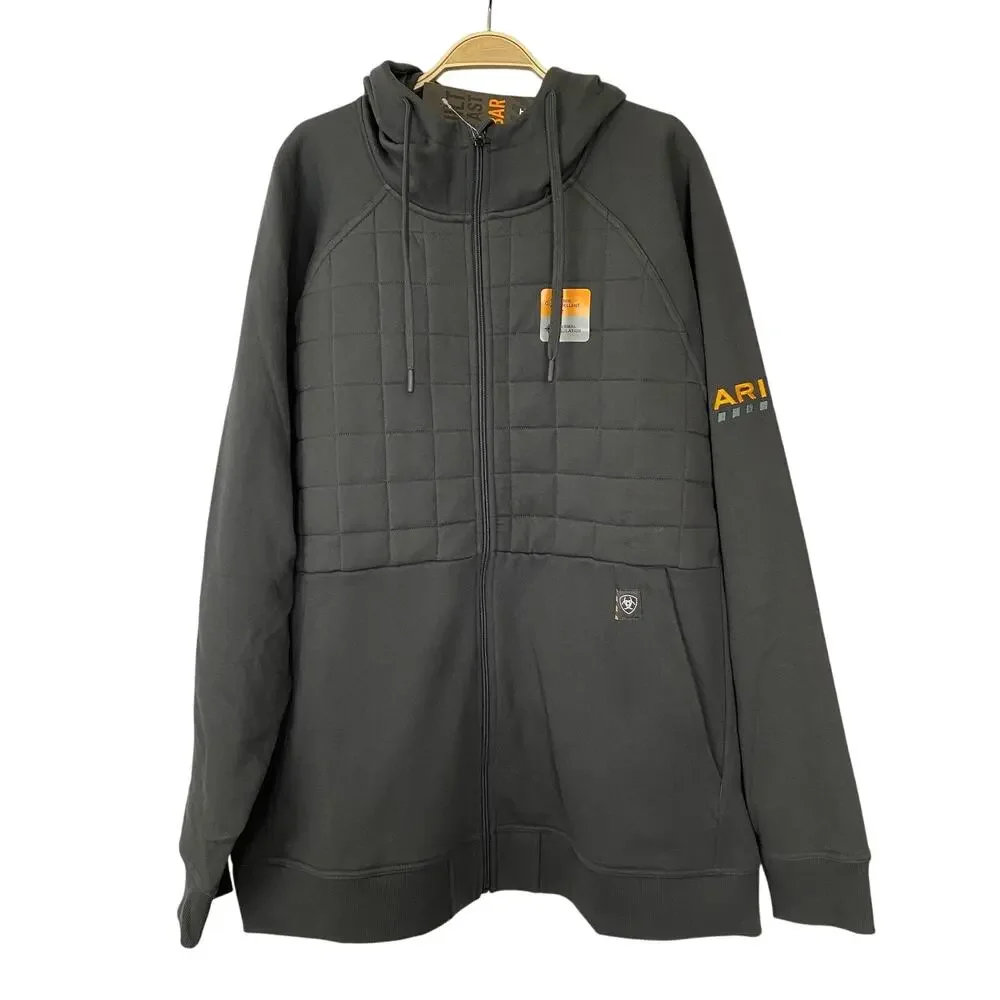 Ariat Rebar Regulatory Full Zip Hooded Insulated Jacket Men XXL Black NWT - Picture 3 of 16